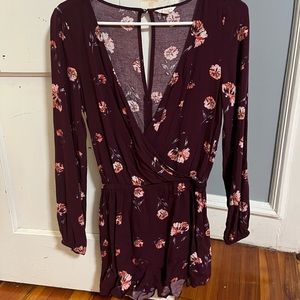 Aeropostale Burgundy Floral Romper